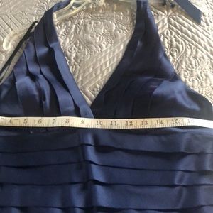 Satin dark navy blue cocktail dress